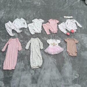 CARTER Girls Baby Preemie Bundle Lot 8 Outfits